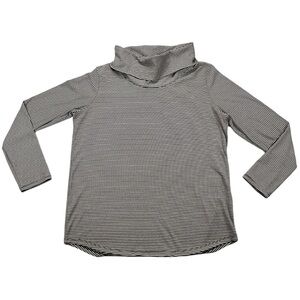 Tahari Tops Black & White‎ Stripe Long Sleeve Cowl Turtleneck Casual Large